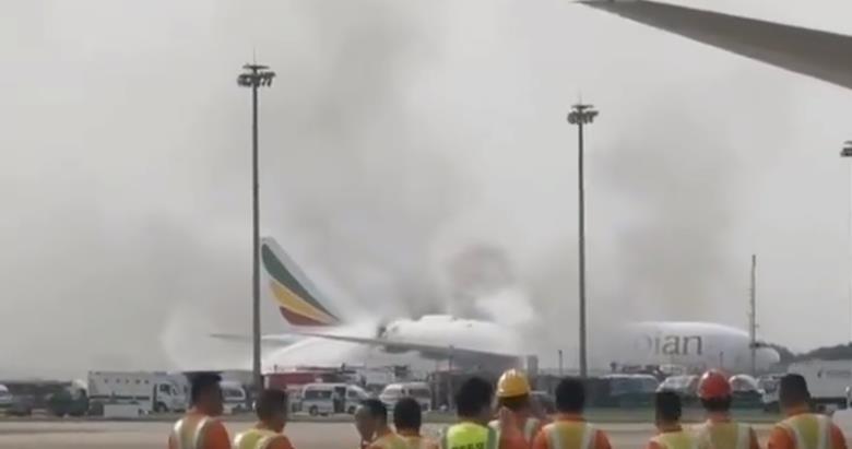 Ethiopian Airlines 777F Suffers Major Fire