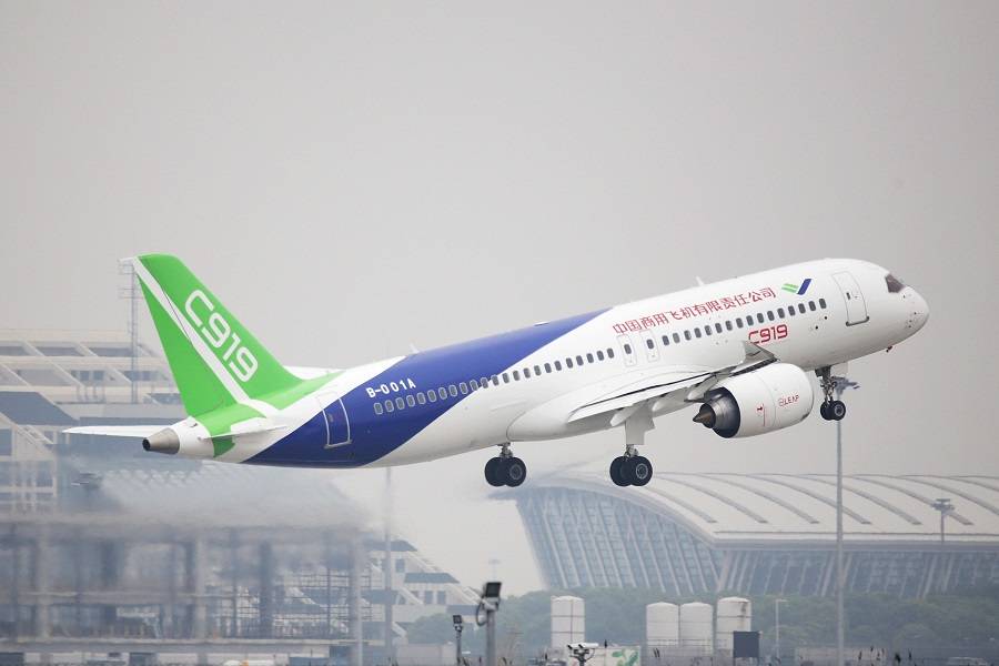 COMAC C919, a single-aisle competitor to Airbus and Boeing