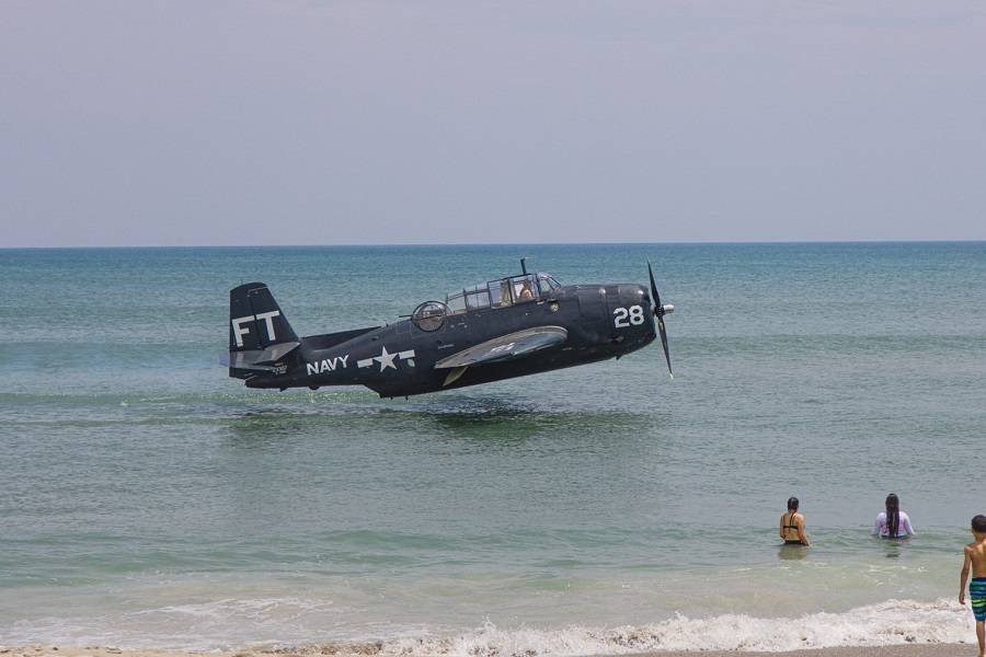 TBM Avenger Warplane Ditching At Cocoa Beach Florida!