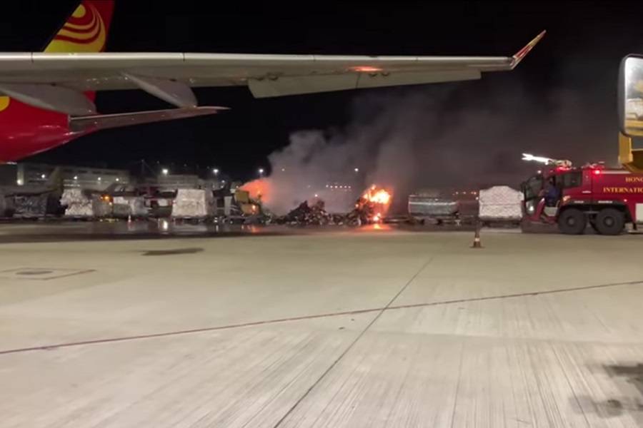 Pallet With Smartphones On Fire At Hong Kong Airport