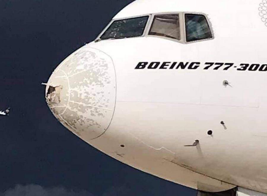 INCIDENT: Emirates 777 Damaged In Severe Hailstorm!