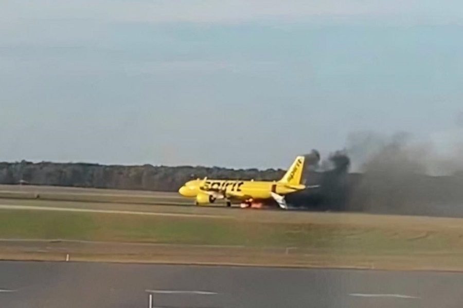 Spirit A320neo Evacuation After Bird Strike And Fire!