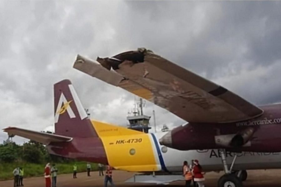 INCIDENT: Antonov Wingtip Hit During Festive Low Pass!