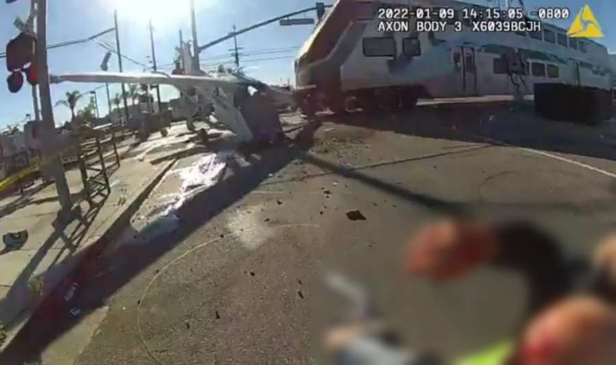 CRASH: Train Nearly Runs Over Pilot After Crash Landing!