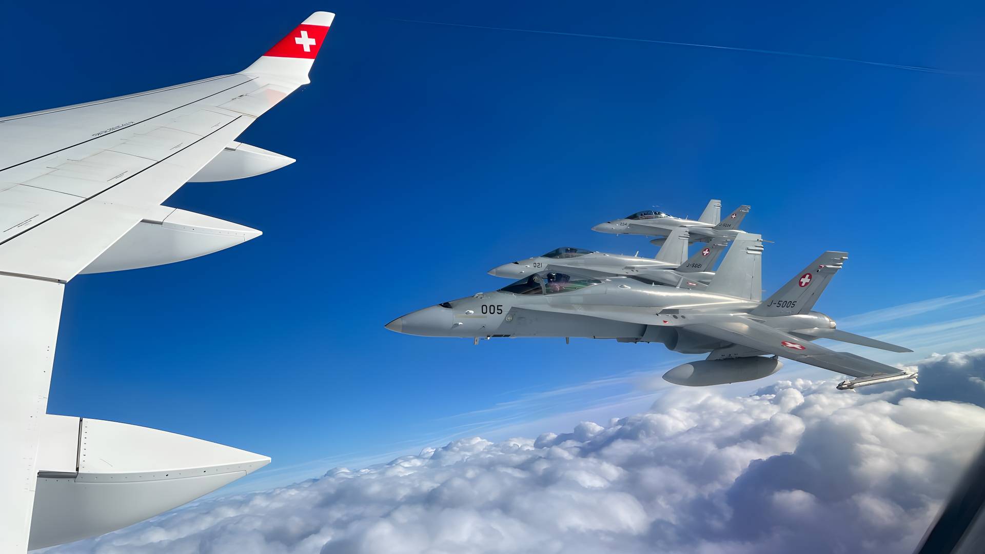 SWISS A220 Takes Part in Intercept Exercise With Fighter Jets!